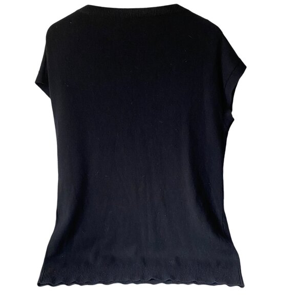 Elie Tahari Black Beaded Women M/L Cashmere Sweater Tunic HOLE Evening Elegant - Picture 2 of 9